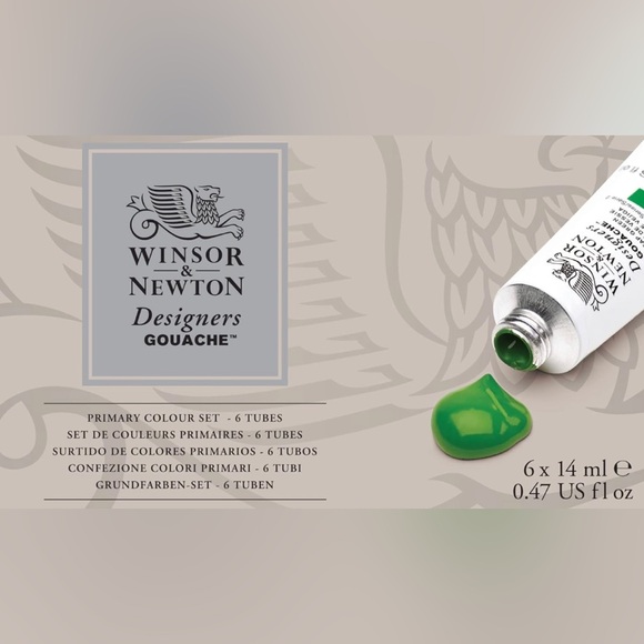 Winsor & Newton Designers' Gouache Primary Color 6-Tube Paint Set, 14ml - Picture 1 of 6